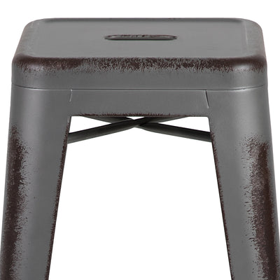 30"h Distressed Silver Stool