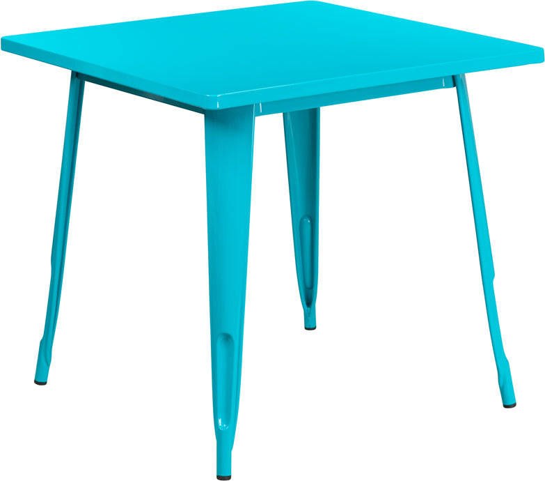 31.5sq Teal-blue Metal Table