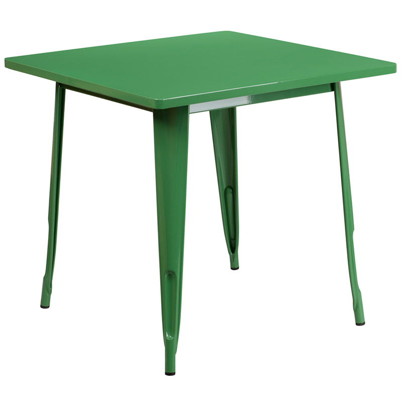 31.5sq Green Metal Table