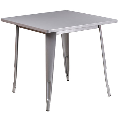 31.5sq Silver Metal Table Set