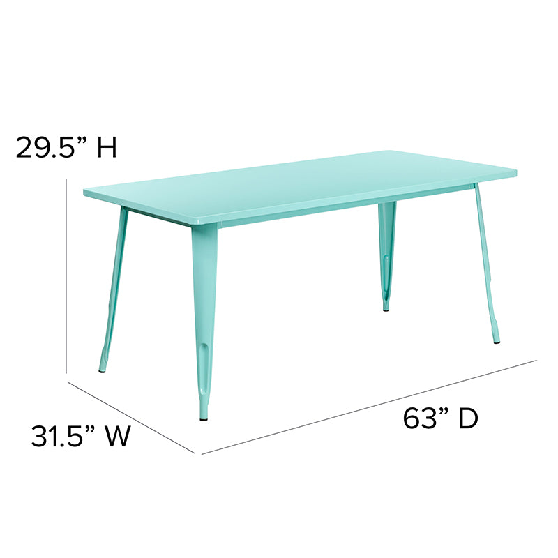 31.5x63 Mint Green Metal Table