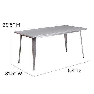 31.5x63 Silver Metal Table