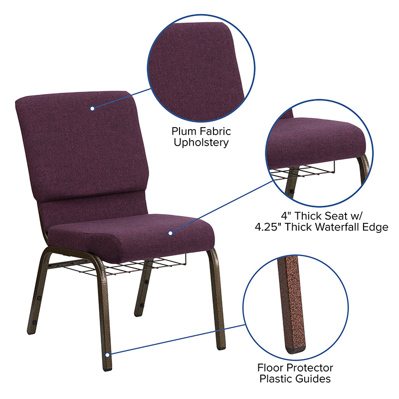 Plum Fabric Church Chair
