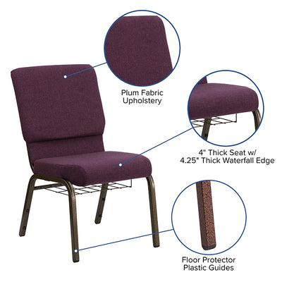 Plum Fabric Church Chair