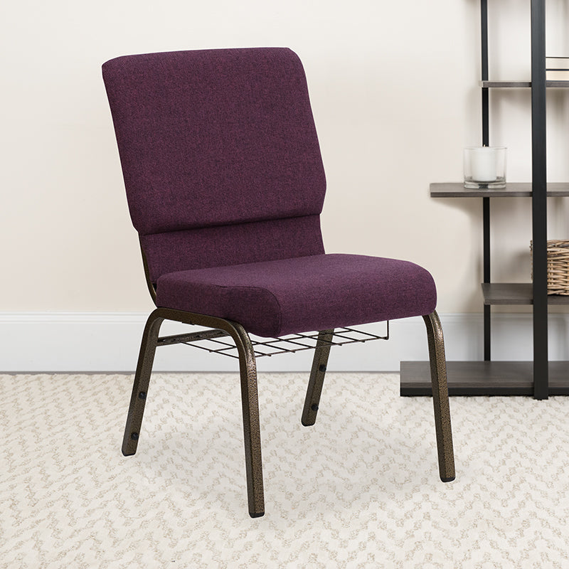 Plum Fabric Church Chair