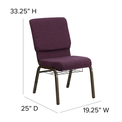 Plum Fabric Church Chair