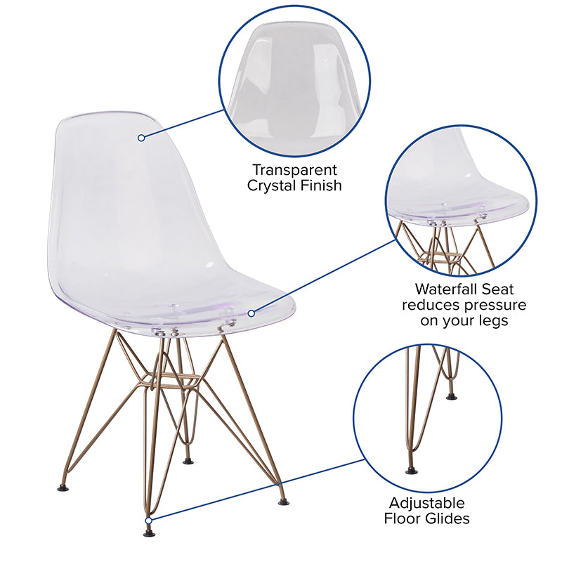 Ghost Chair With Gold Base