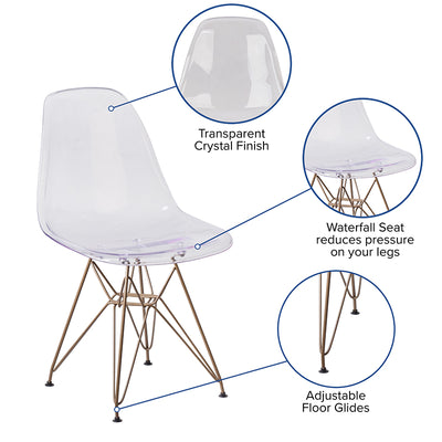 Ghost Chair With Gold Base