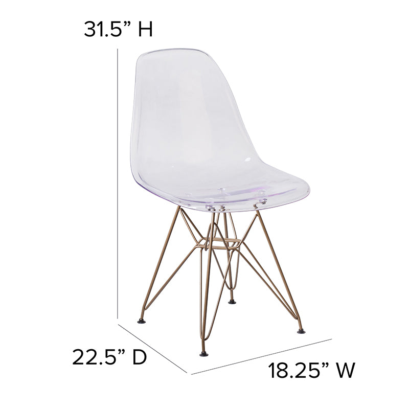 Ghost Chair With Gold Base