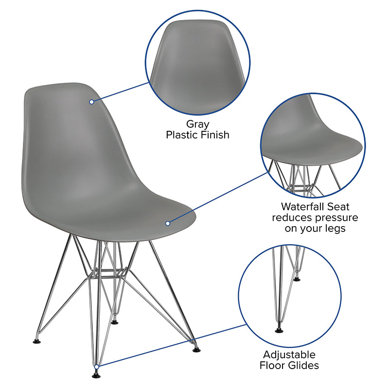 Gray Plastic/chrome Chair