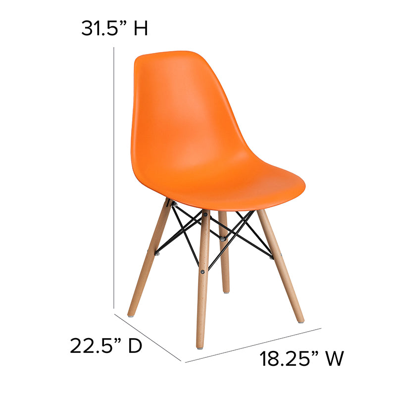 Orange Plastic/wood Chair