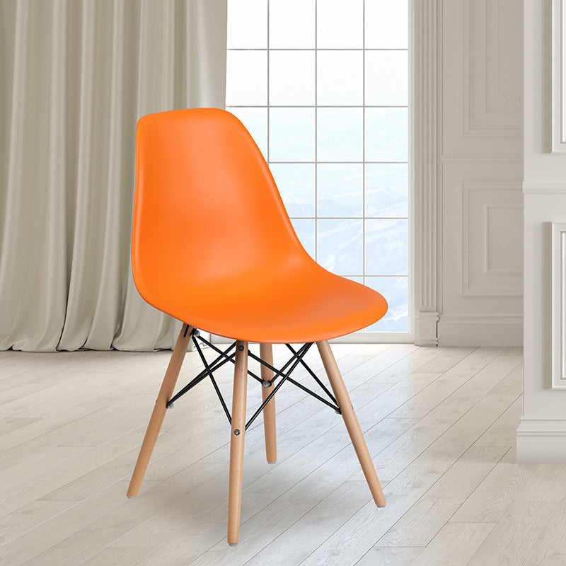 Orange Plastic/wood Chair