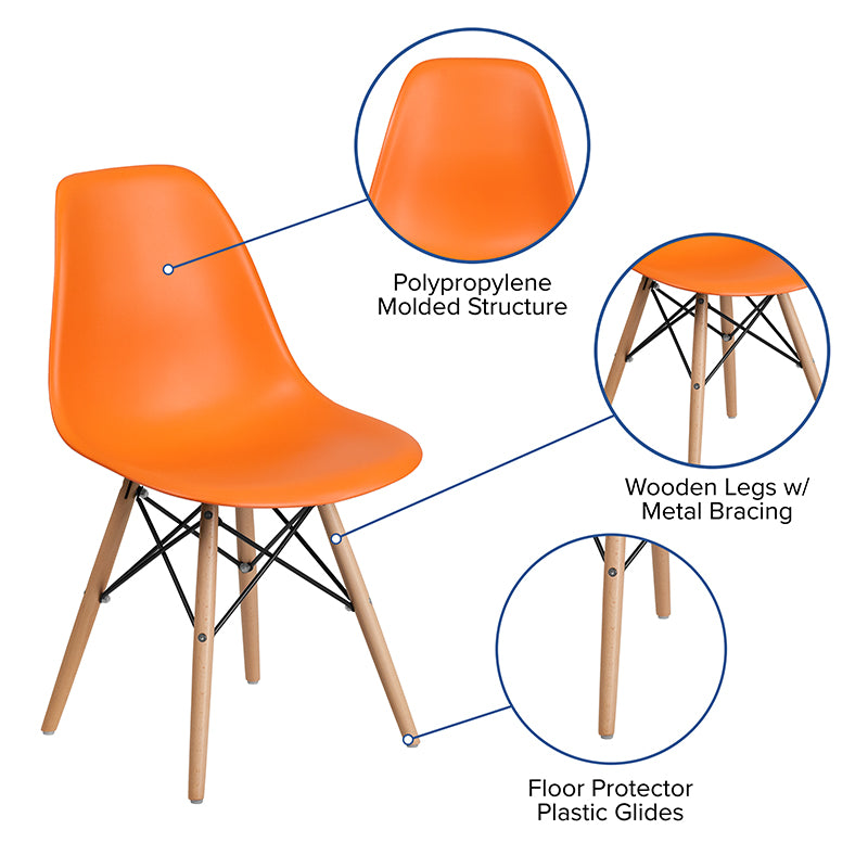 Orange Plastic/wood Chair