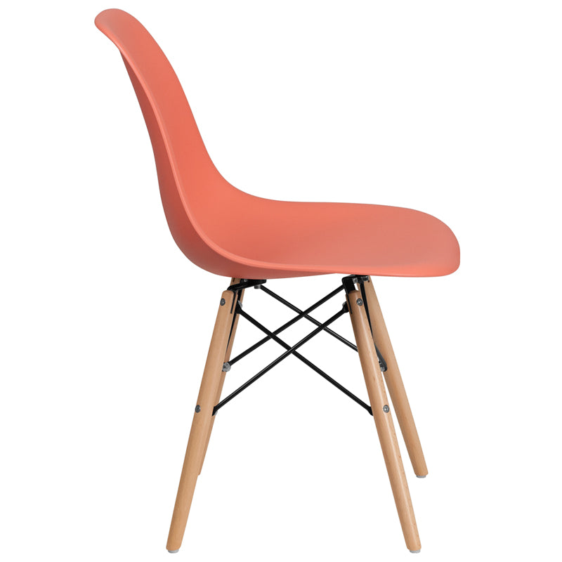 Peach Plastic/wood Chair