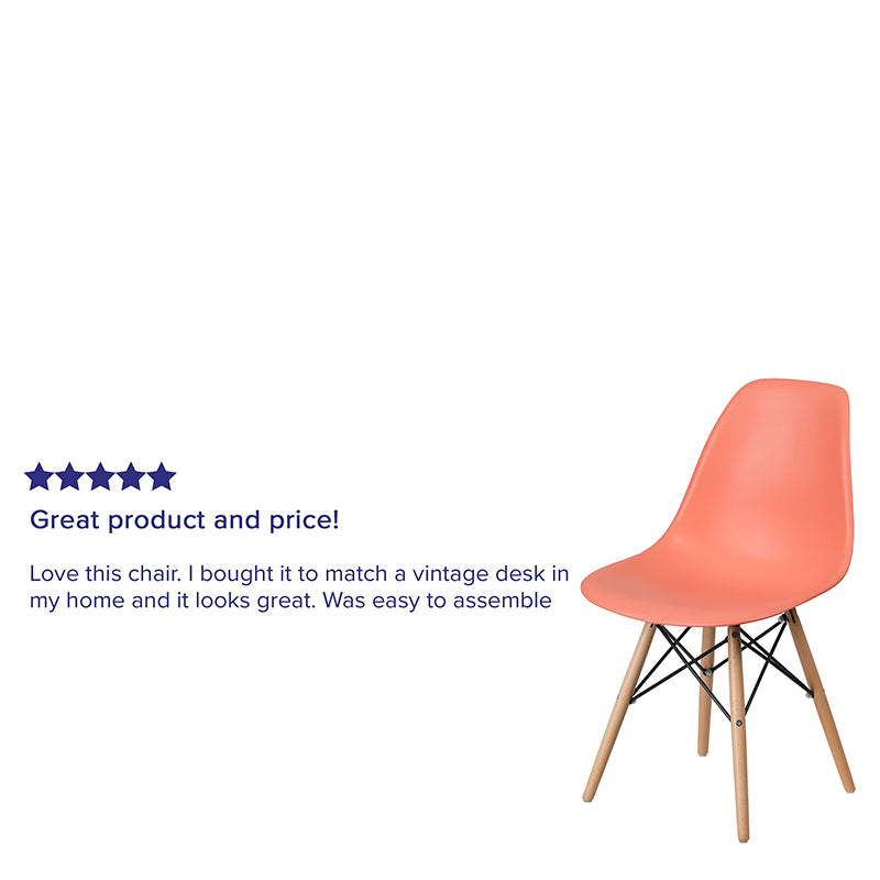 Peach Plastic/wood Chair