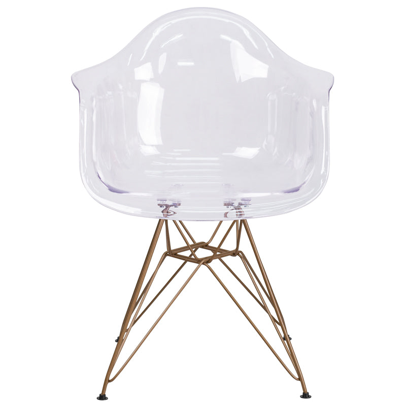 Clear Side Chair W/ Gold Base