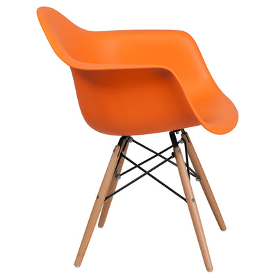 Orange Plastic/wood Chair