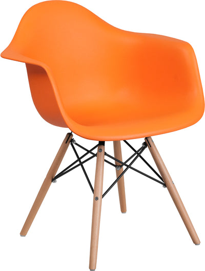 Orange Plastic/wood Chair