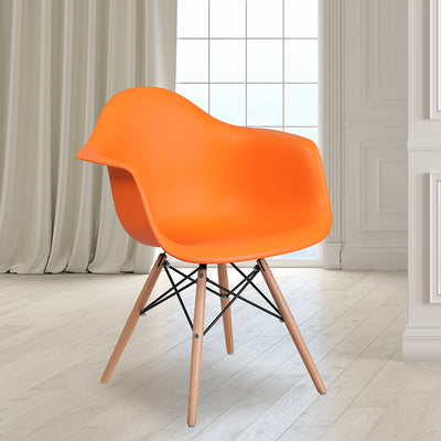 Orange Plastic/wood Chair