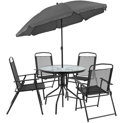 6pc Black Patio Set & Umbrella