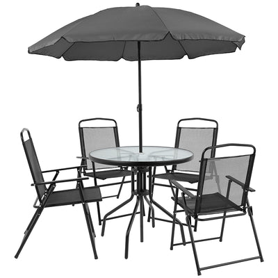 6pc Black Patio Set & Umbrella