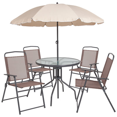 6pc Brown Patio Set & Umbrella