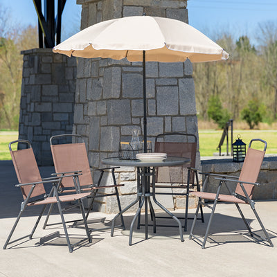 6pc Brown Patio Set & Umbrella