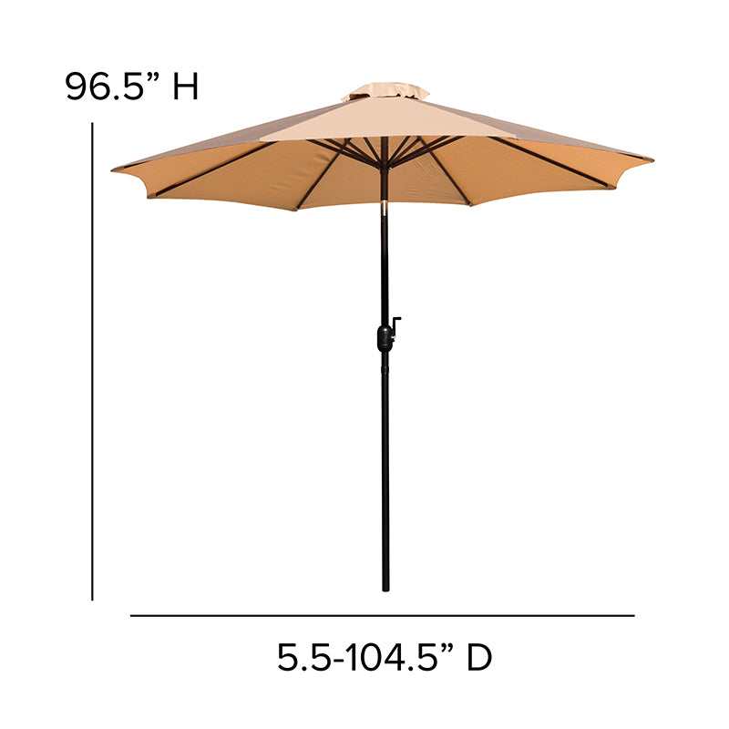 Tan 9 Ft Round Patio Umbrella