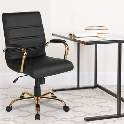 Black Mid-back Leather Chair