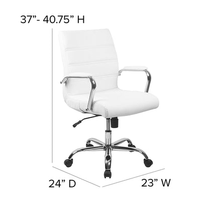 White Mid-back Leather Chair