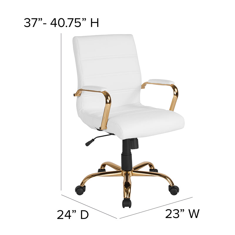 White Mid-back Leather Chair