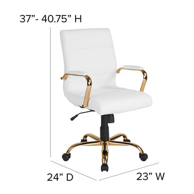 White Mid-back Leather Chair