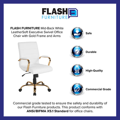 White Mid-back Leather Chair