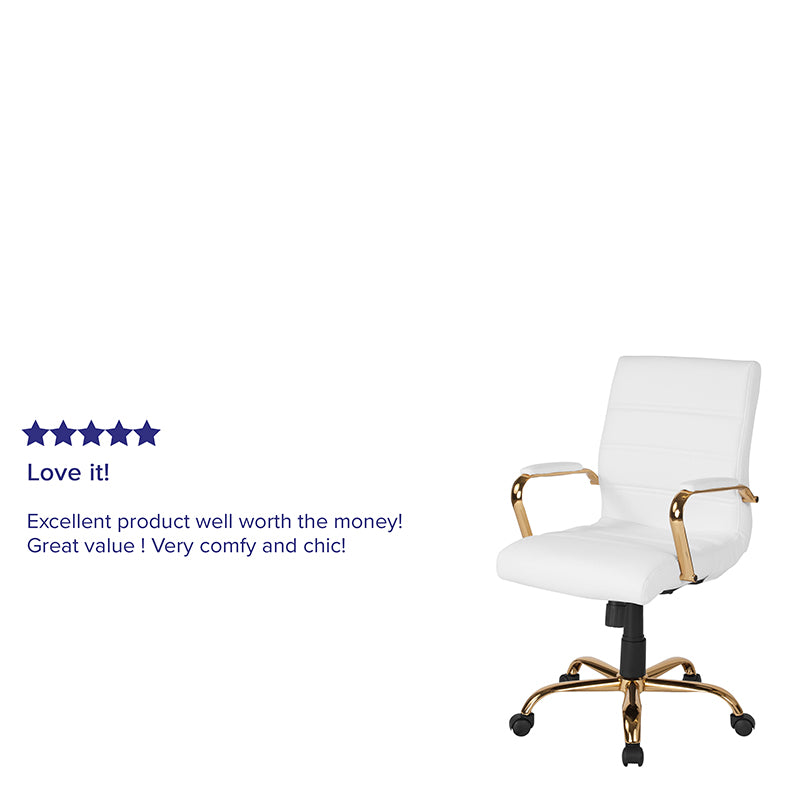 White Mid-back Leather Chair