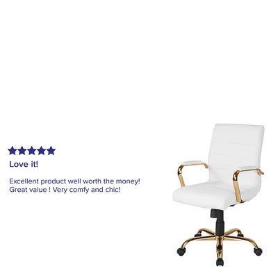 White Mid-back Leather Chair