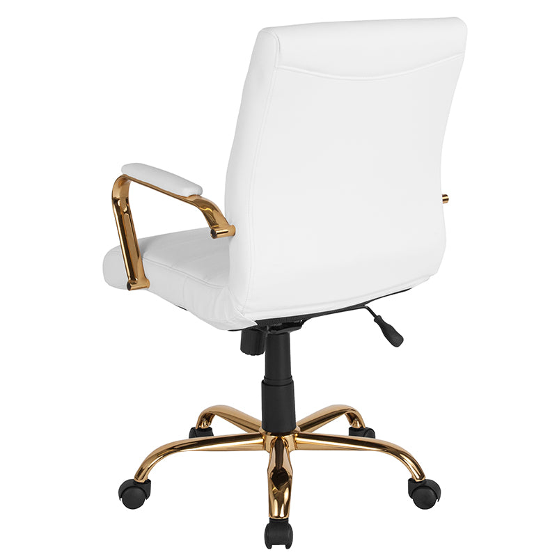 White Mid-back Leather Chair