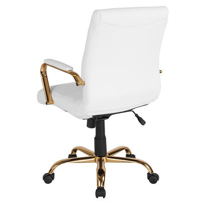 White Mid-back Leather Chair