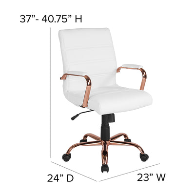White Mid-back Leather Chair