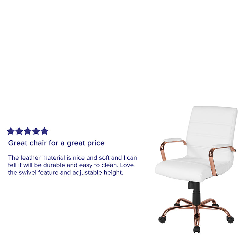 White Mid-back Leather Chair