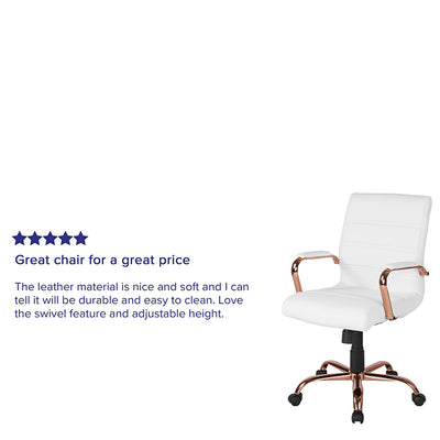White Mid-back Leather Chair
