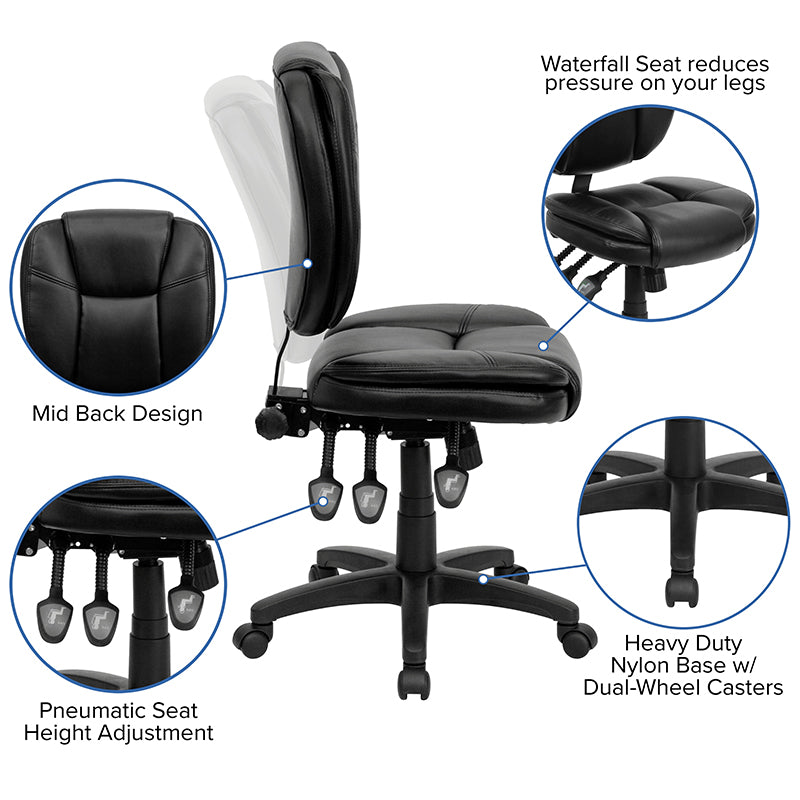 Black Mid-back Leather Chair