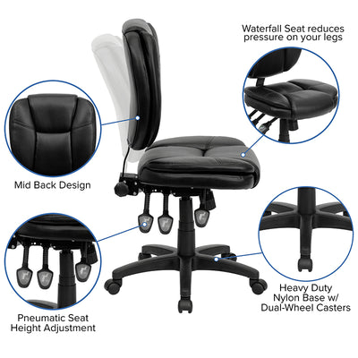 Black Mid-back Leather Chair