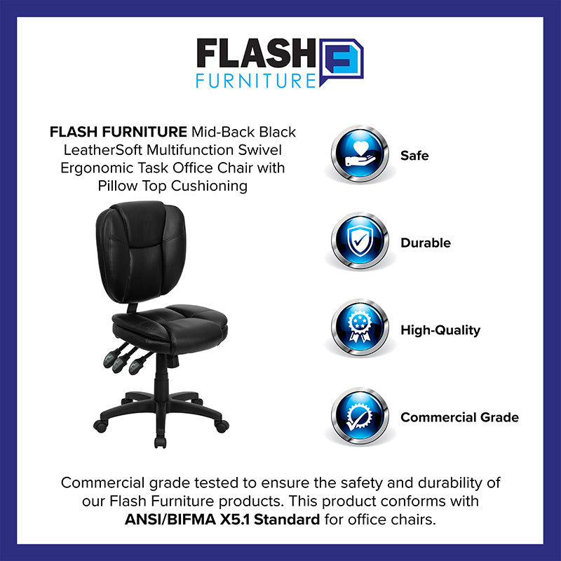 Black Mid-back Leather Chair