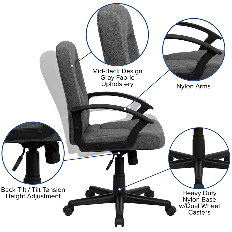 Gray Mid-back Fabric Chair