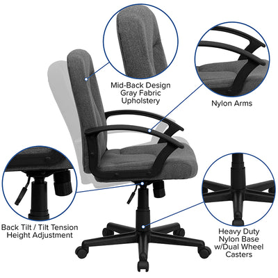 Gray Mid-back Fabric Chair