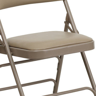 Beige Vinyl Folding Chair