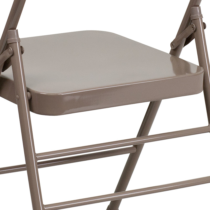 Beige Metal Folding Chair