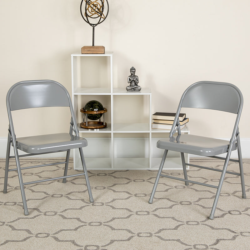 Gray Metal Folding Chair