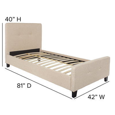 Twin Platform Bed-beige
