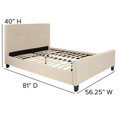 Full Platform Bed-beige